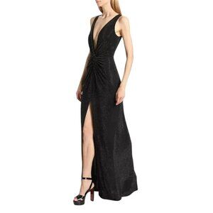 Ramy Brook Black Rosalyn Sleeveless Evening Gown Size 14 V-Neck MSRP $685